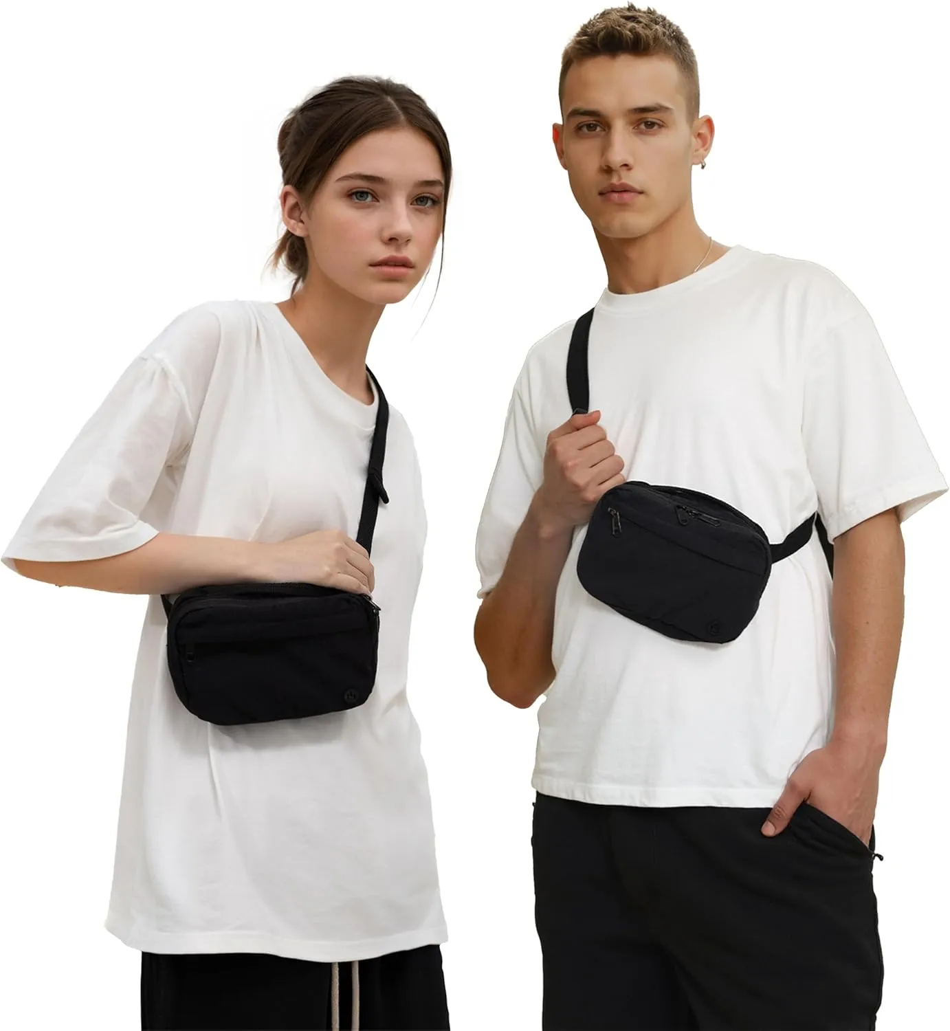Funny Pack Belt Bag Small Crossbody Unisex for Workout Running Hiking Travel Gift Water Resistant Durable Soft Material multifunctional (Black)