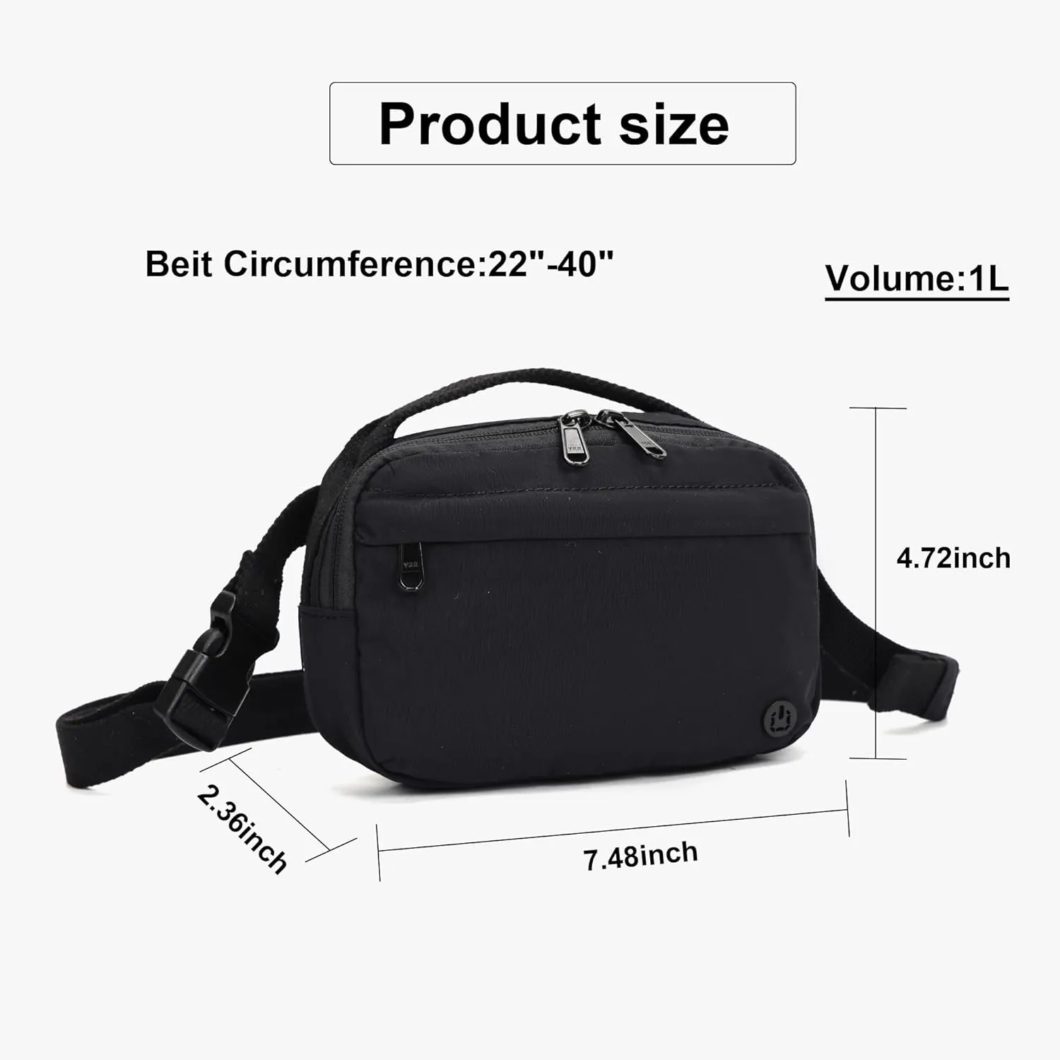 Funny Pack Belt Bag Small Crossbody Unisex for Workout Running Hiking Travel Gift Water Resistant Durable Soft Material multifunctional (Black)