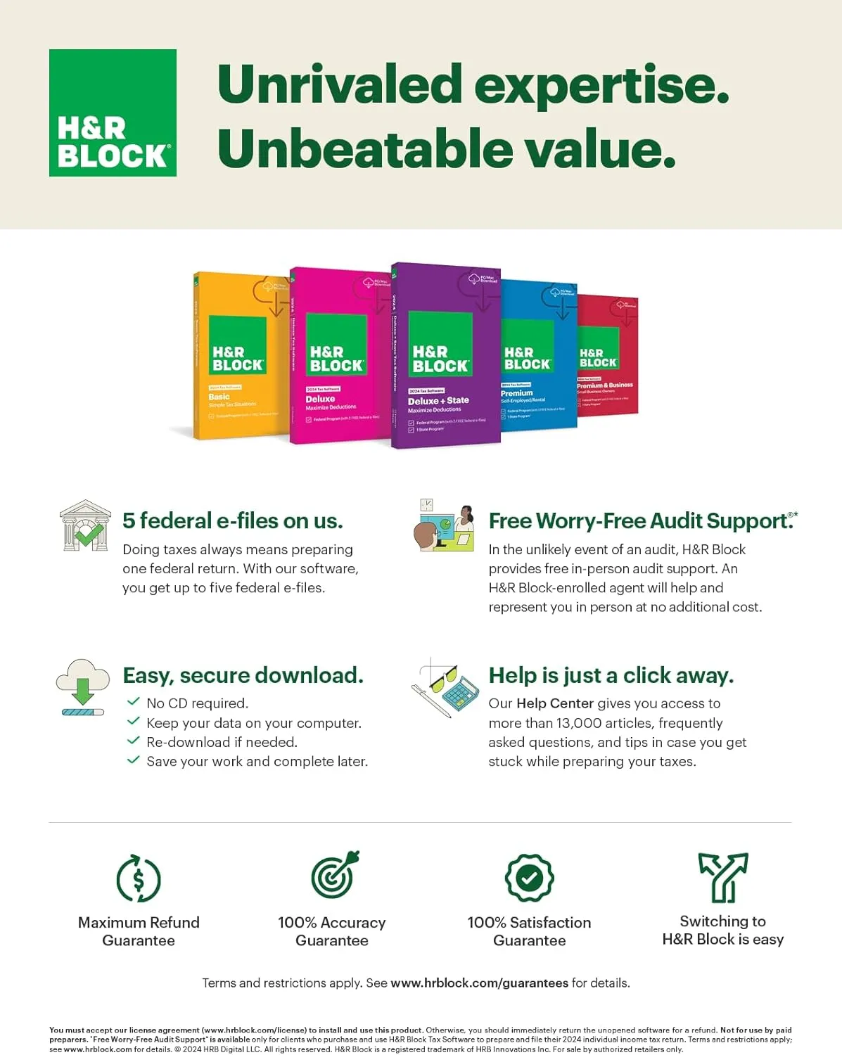 H&R Block Tax Software Basic 2024 with Refund Bonus Offer (Amazon Exclusive) Win/Mac [PC/Mac Online Code]