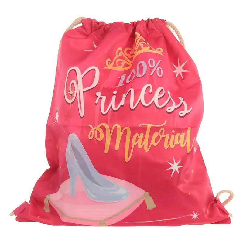 Handy Cotton Drawstring PE Gym School Bag - Princess