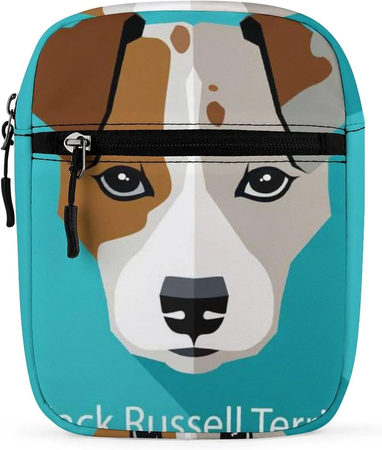 Jack Russell Terrier Dog On Turquoise Adjustable Fanny Waist Pack Pouch, Waterproof Crossbody Runners Bag Wallet for Gym Hiking Fitness Women Men 6.1 x 2.2 x 7.9 inch