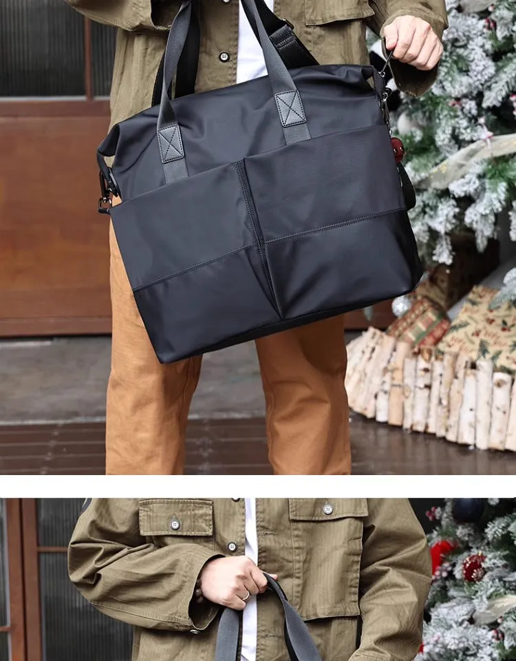 Leather Nylon Tote Bag for Men Nylon Crossbody Bag Mens Nylon Shoulder Bag Nylon Handbags Shoulder Bag