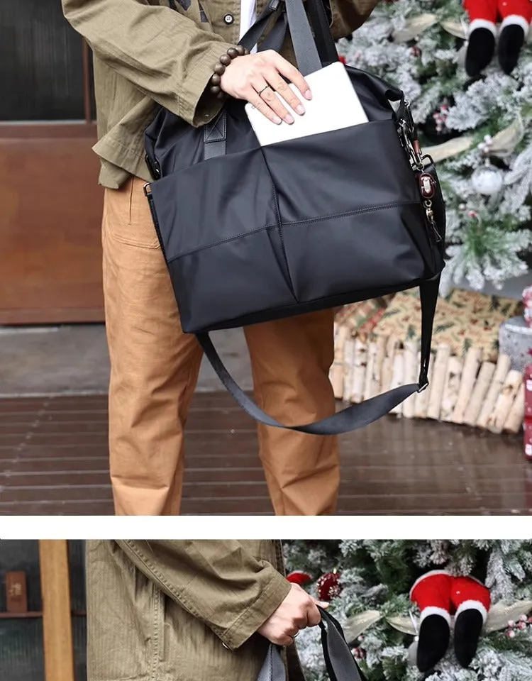 Leather Nylon Tote Bag for Men Nylon Crossbody Bag Mens Nylon Shoulder Bag Nylon Handbags Shoulder Bag