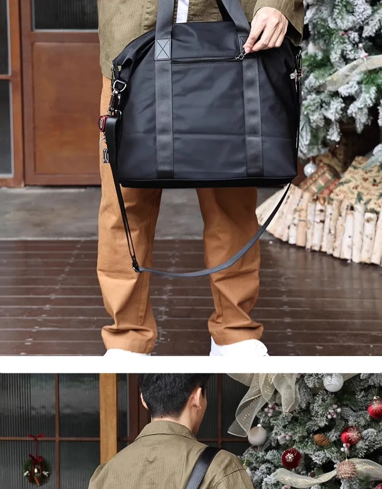 Leather Nylon Tote Bag for Men Nylon Crossbody Bag Mens Nylon Shoulder Bag Nylon Handbags Shoulder Bag
