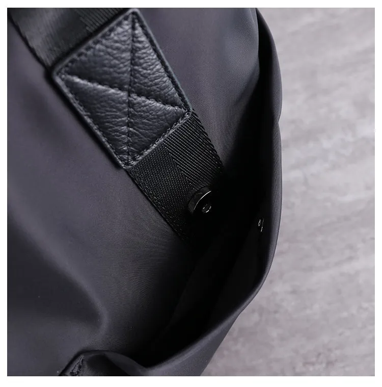 Leather Nylon Tote Bag for Men Nylon Crossbody Bag Mens Nylon Shoulder Bag Nylon Handbags Shoulder Bag