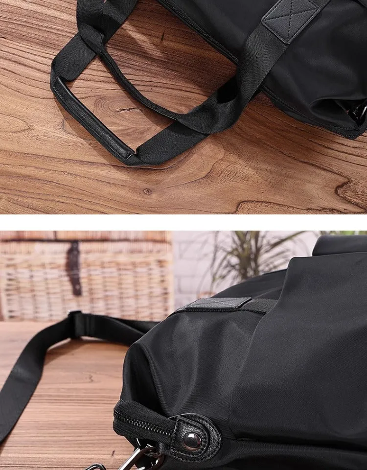 Leather Nylon Tote Bag for Men Nylon Crossbody Bag Mens Nylon Shoulder Bag Nylon Handbags Shoulder Bag