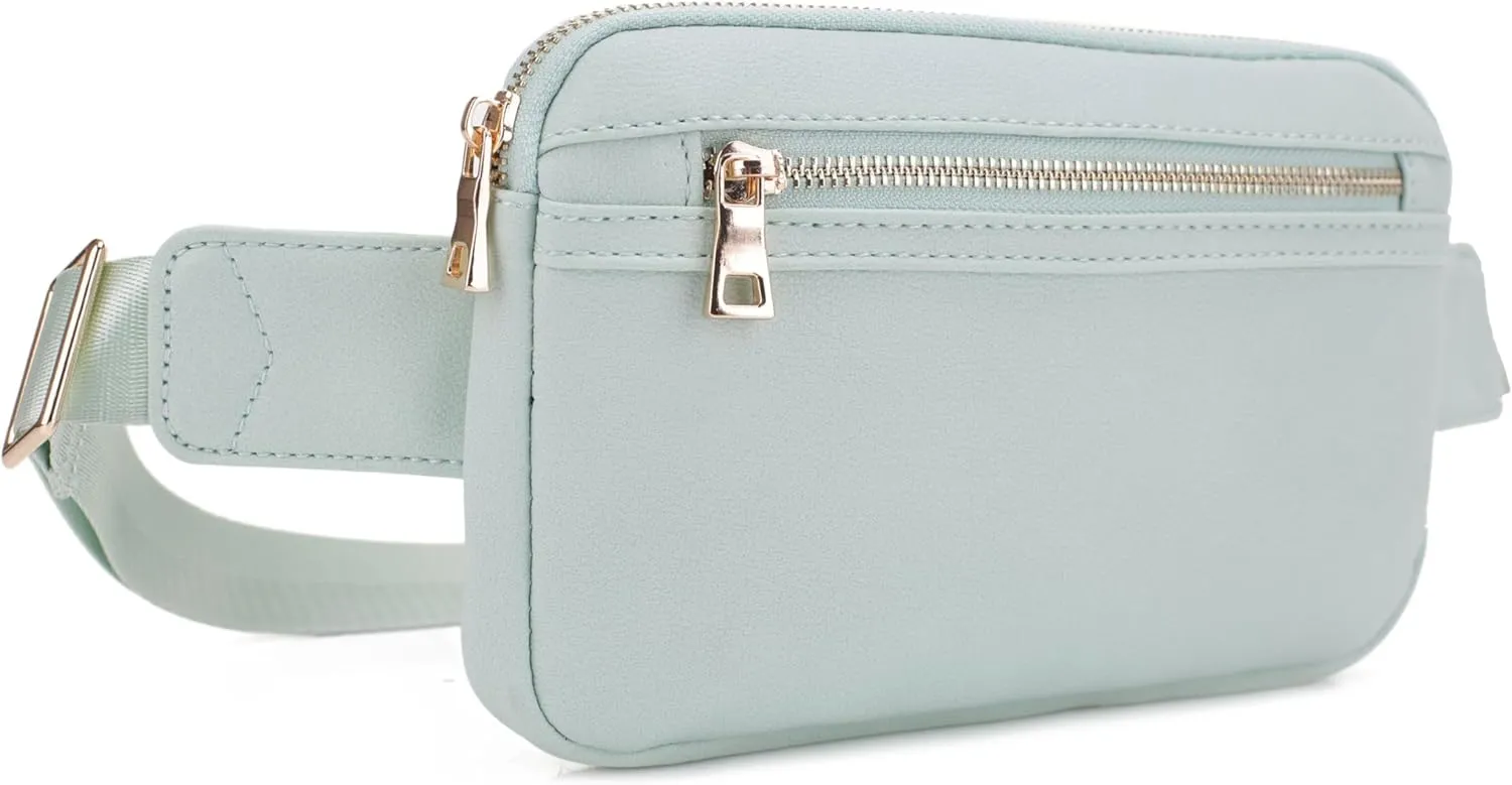 LOVESOME Vegan Leather Everywhere Fashion Waist Bag Fanny Pack Crossbody Bag Belt Bag Sling Bag with Adjustable Strap for Women (Mint)