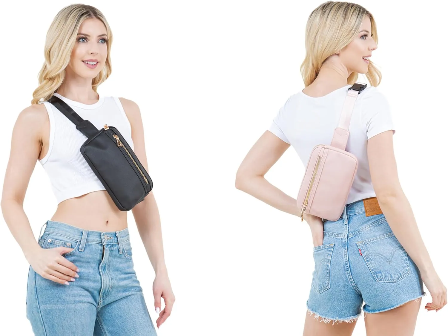 LOVESOME Vegan Leather Everywhere Fashion Waist Bag Fanny Pack Crossbody Bag Belt Bag Sling Bag with Adjustable Strap for Women (Mint)