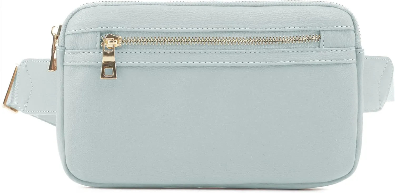 LOVESOME Vegan Leather Everywhere Fashion Waist Bag Fanny Pack Crossbody Bag Belt Bag Sling Bag with Adjustable Strap for Women (Mint)