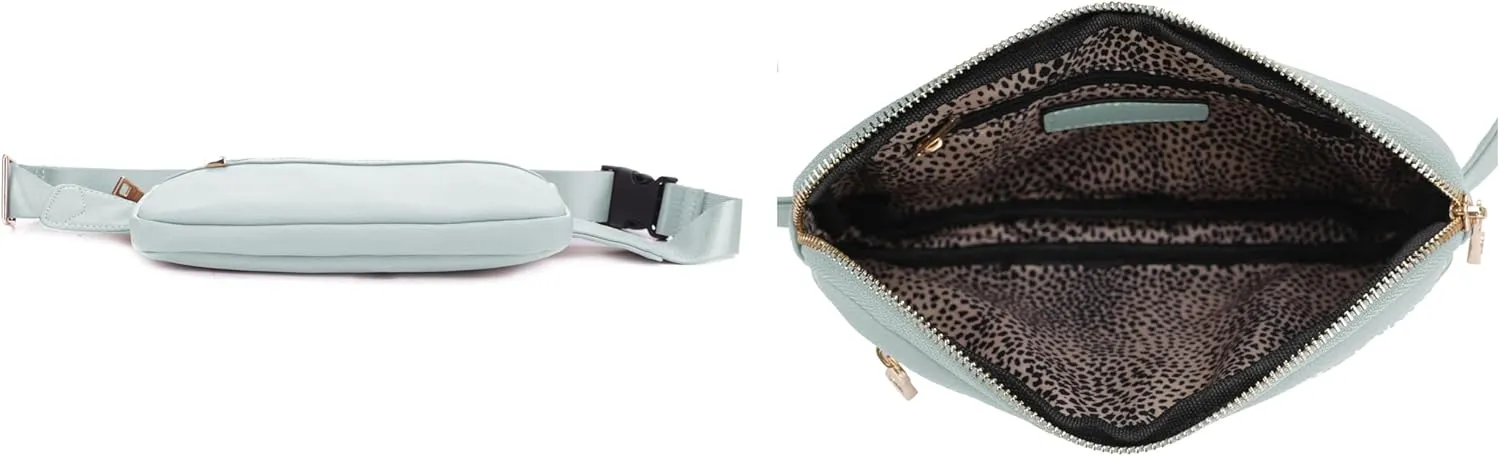 LOVESOME Vegan Leather Everywhere Fashion Waist Bag Fanny Pack Crossbody Bag Belt Bag Sling Bag with Adjustable Strap for Women (Mint)