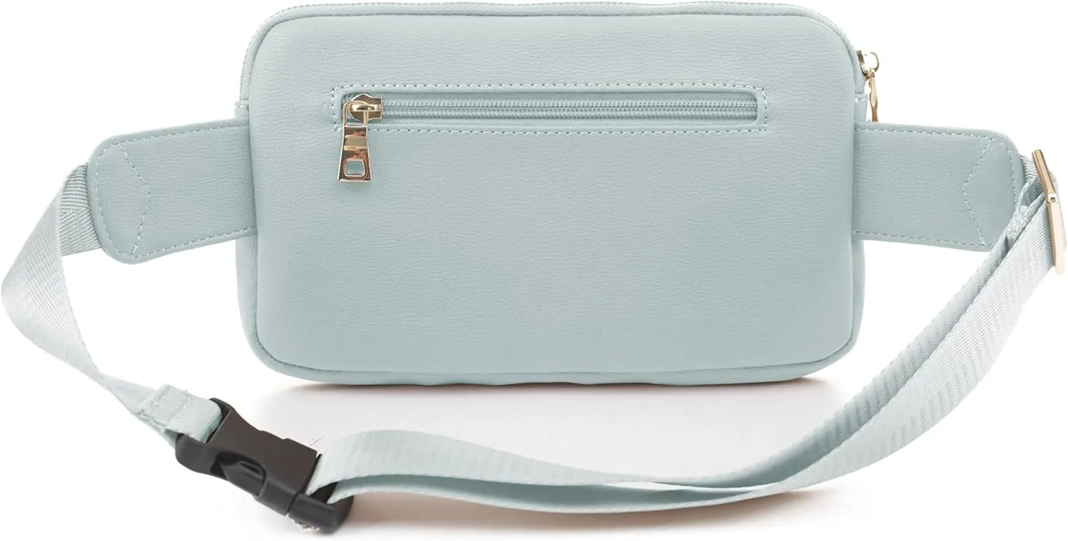 LOVESOME Vegan Leather Everywhere Fashion Waist Bag Fanny Pack Crossbody Bag Belt Bag Sling Bag with Adjustable Strap for Women (Mint)