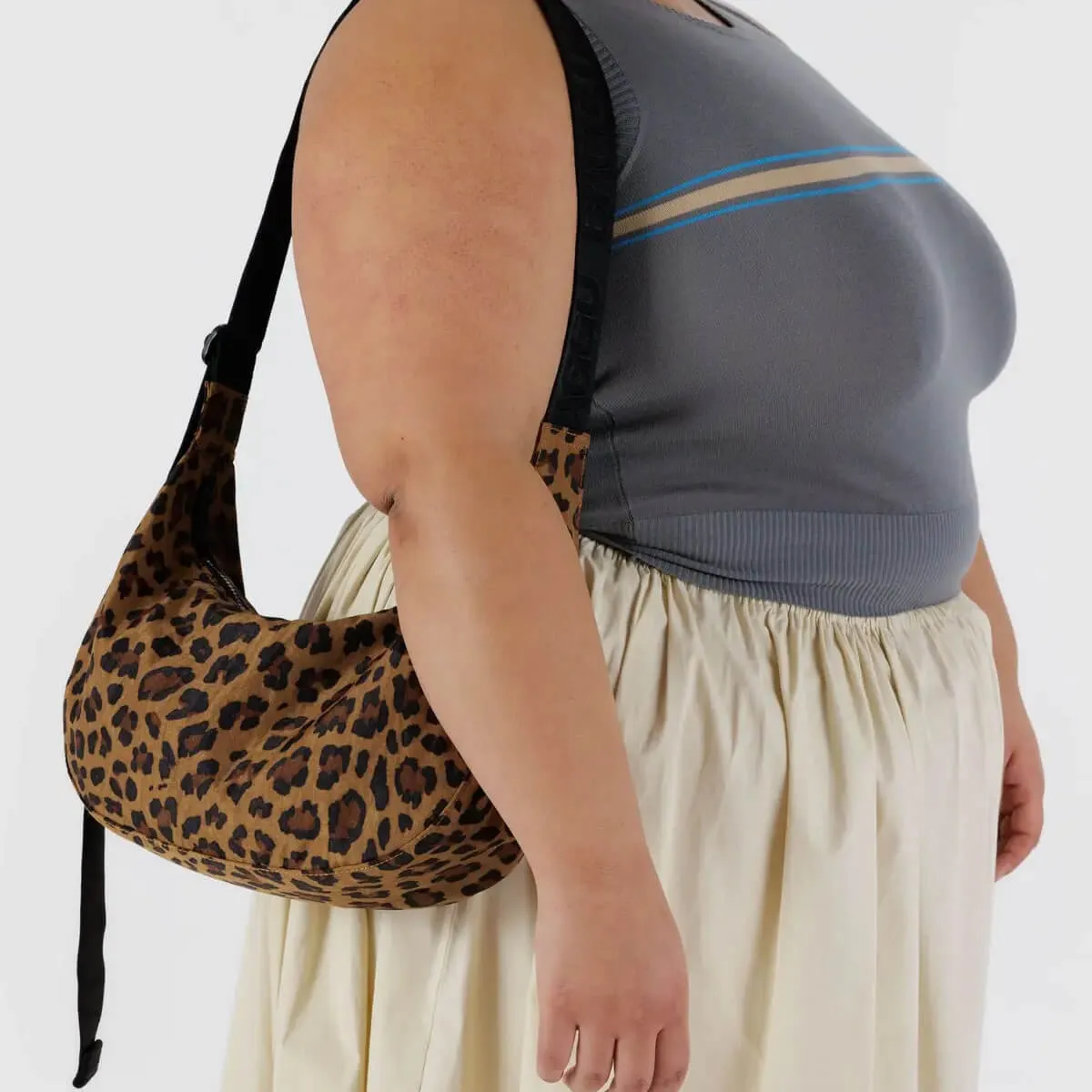 Medium Nylon Crescent Bag in Leopard by Baggu