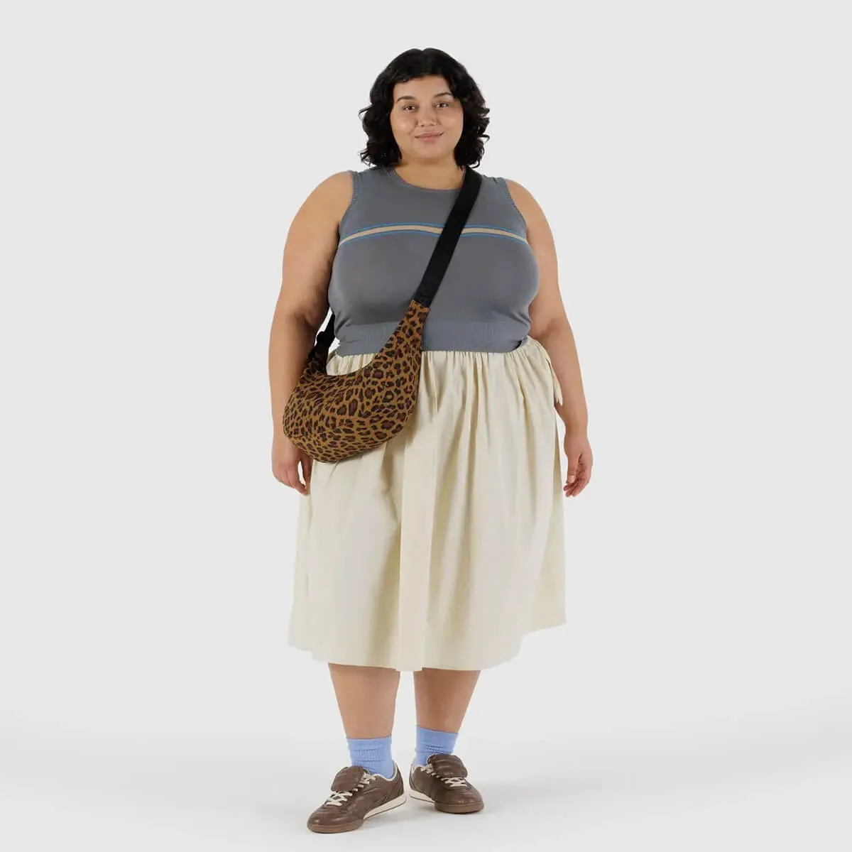 Medium Nylon Crescent Bag in Leopard by Baggu