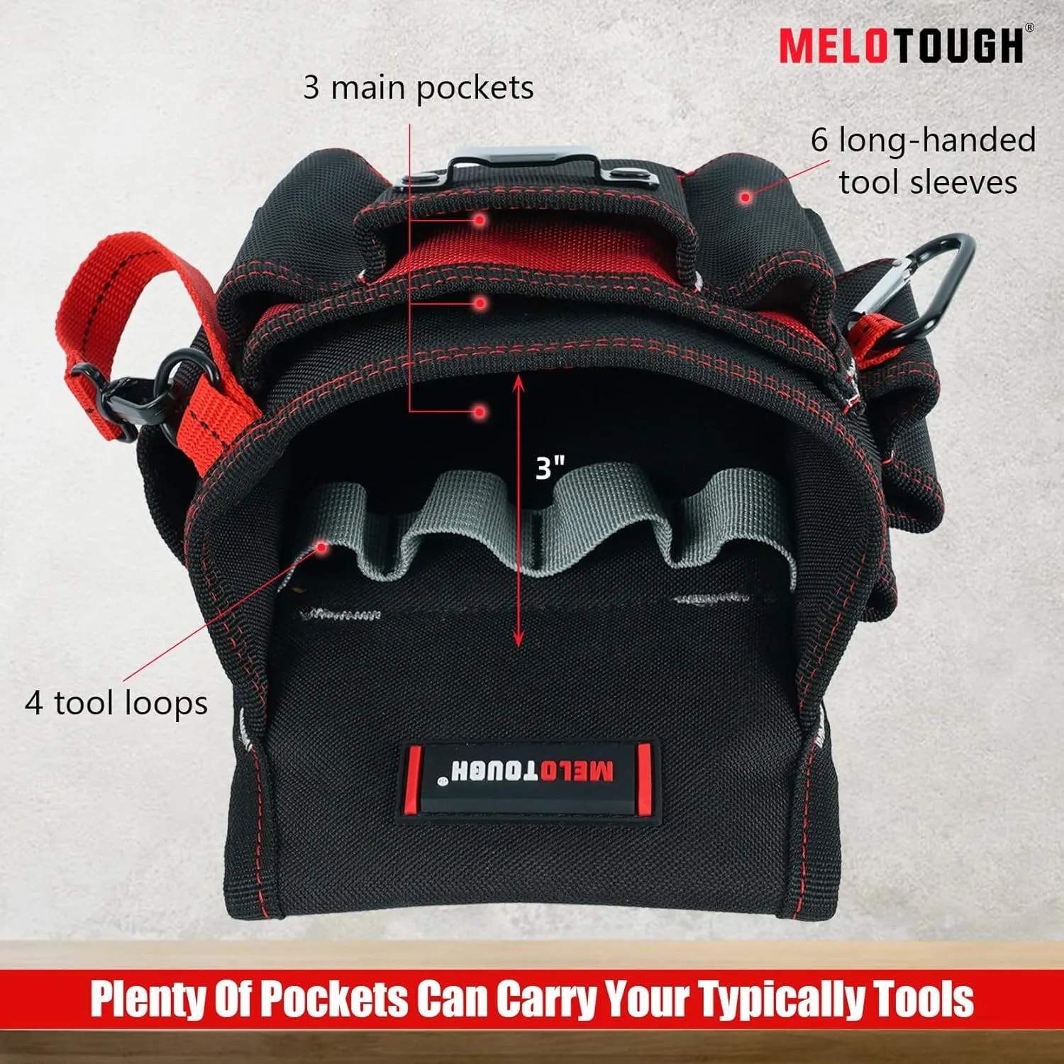MELOTOUGH Electrician's Small Tool Pouch for Tool Belt Tool Pouch Tool Holster with Multiple Pockets, Construction Pouch Tool Organizer for Tools