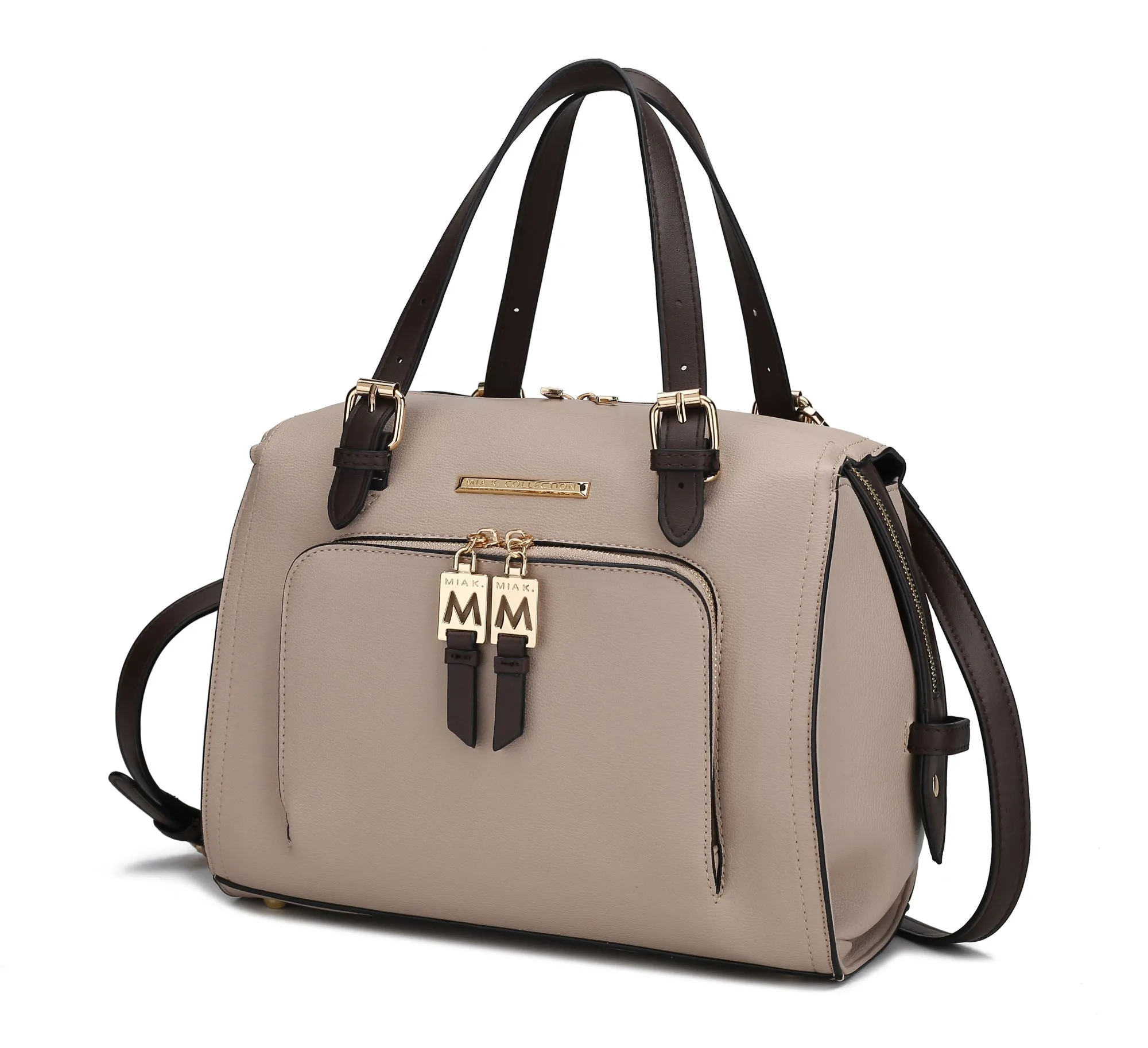MKF Collection Elise Vegan Leather Color-block Women Satchel Bag by Mia K