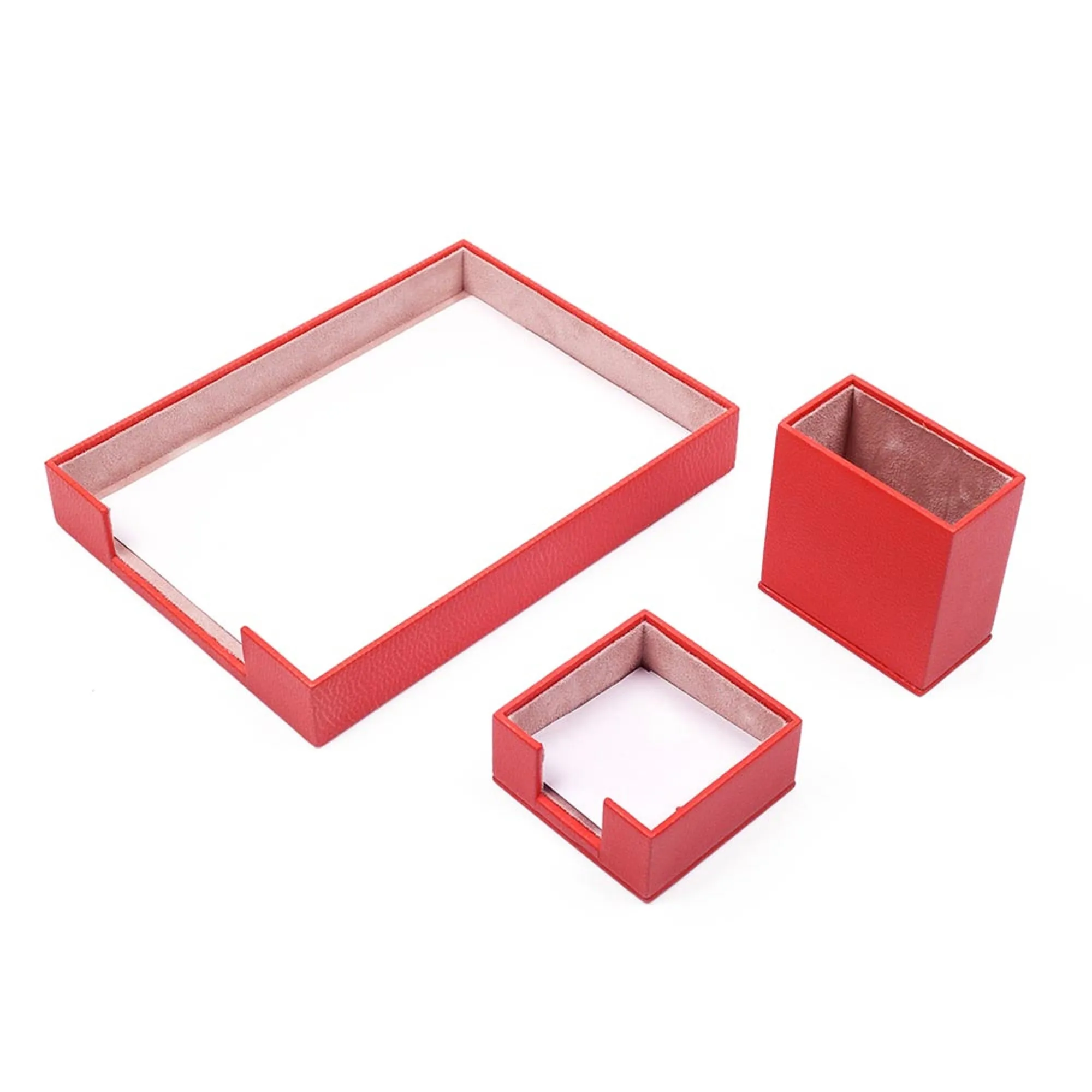 MOOG Leather Desk Set-3 Accessories-Single Document Tray - Orange - 3 PCS