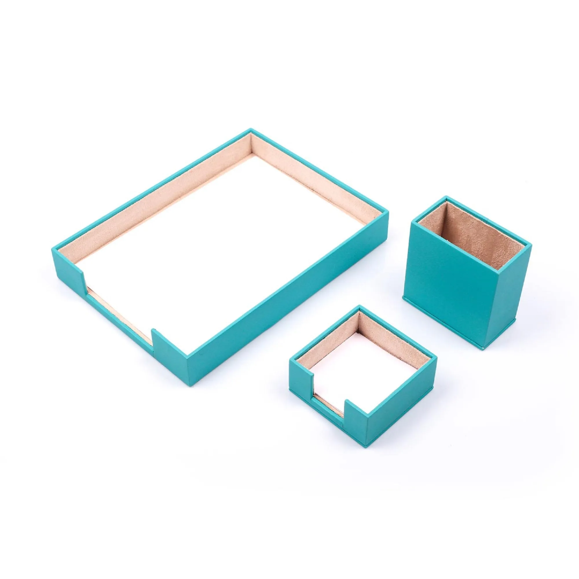 MOOG Leather Desk Set-3 Accessories-Single Document Tray - Orange - 3 PCS