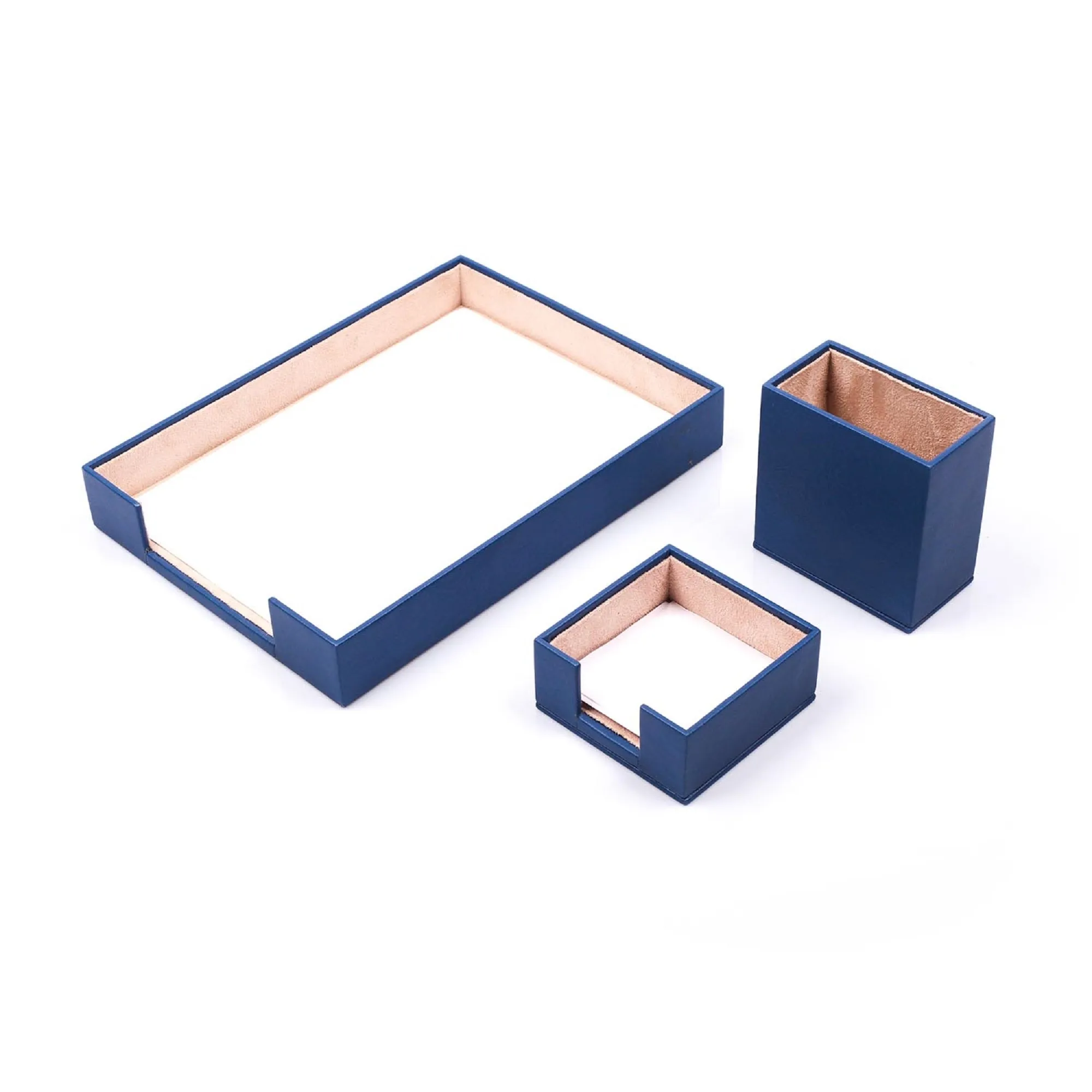 MOOG Leather Desk Set-3 Accessories-Single Document Tray - Orange - 3 PCS