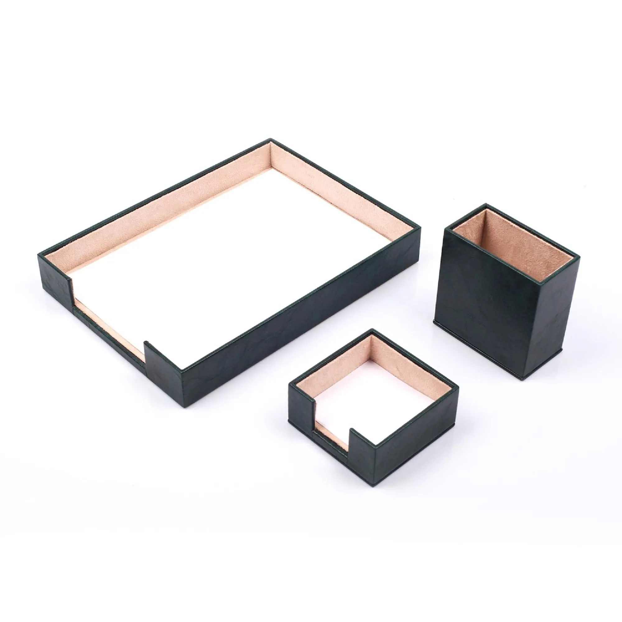 MOOG Leather Desk Set-3 Accessories-Single Document Tray - Orange - 3 PCS