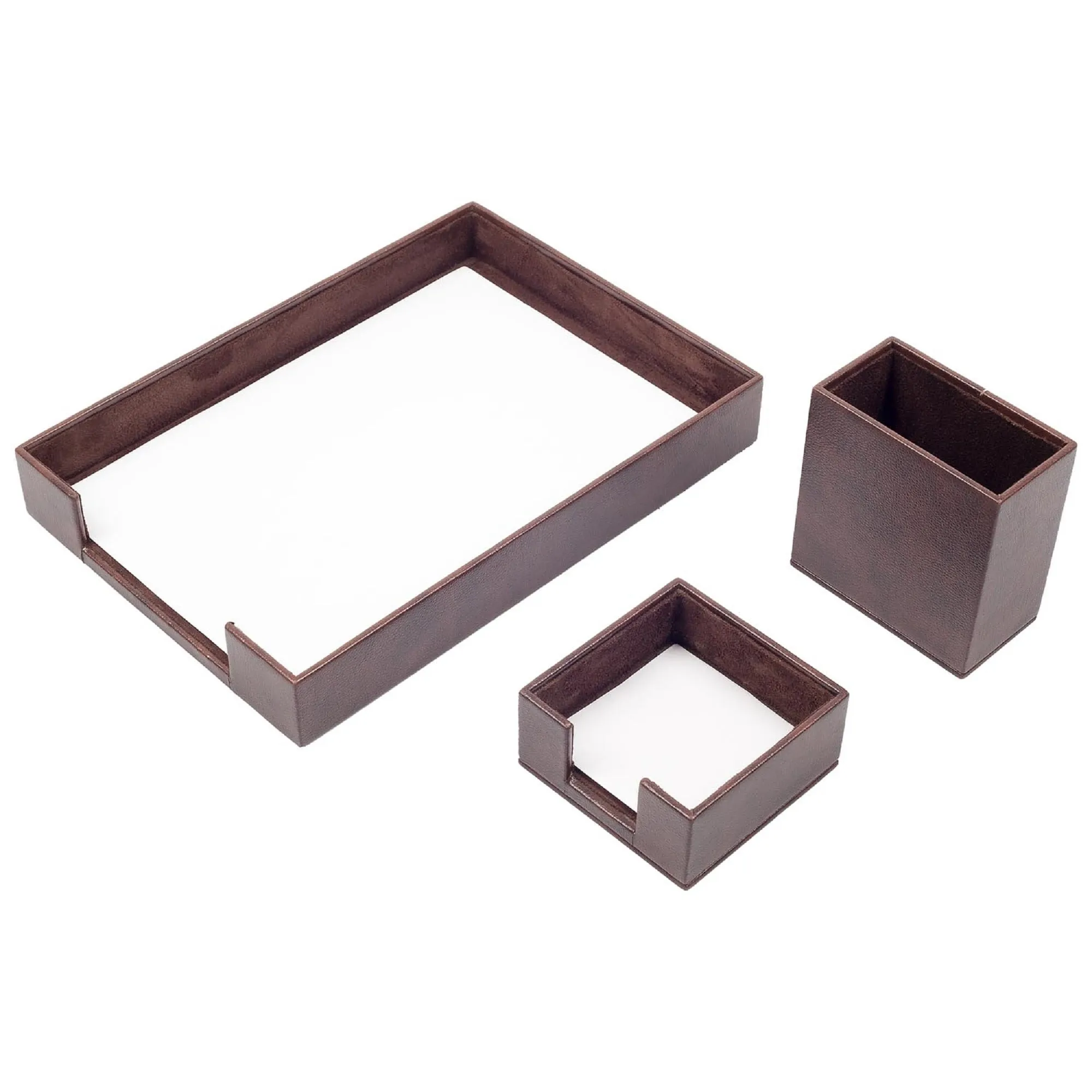MOOG Leather Desk Set-3 Accessories-Single Document Tray - Orange - 3 PCS