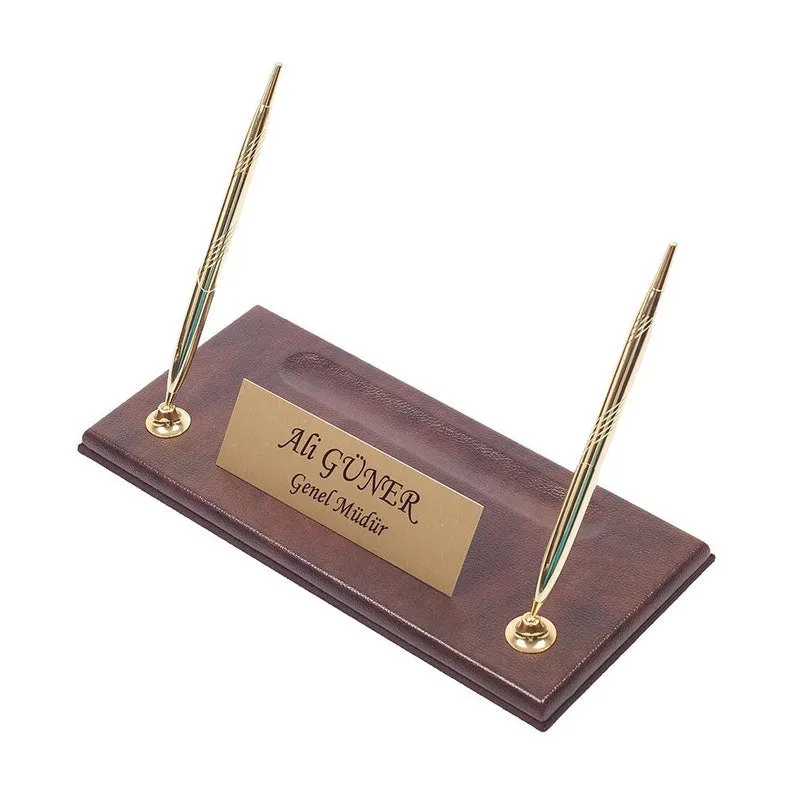 MOOG Leather Desk Set - Double Document Tray- Brown - 10 PCS