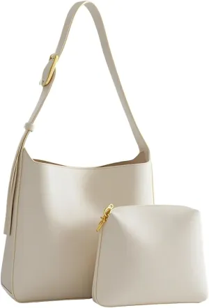NEBIL Leather Bucket Bags For Women,Slouchy Shoulder Bag Purses Hobo Tote Bags with Wallet