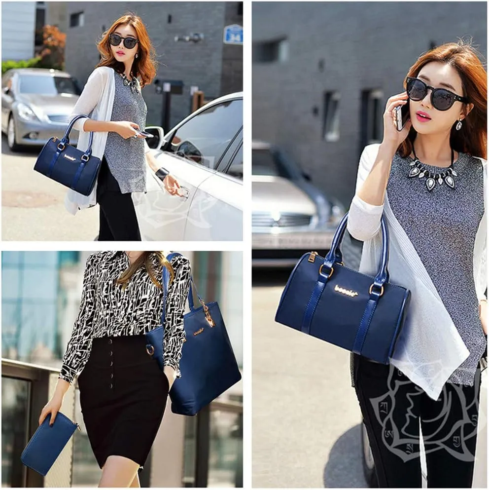 Nylon 6 PCS Women Shoulder Bag Top-Handle Handbag Tote Purse Wallet Key Case Set