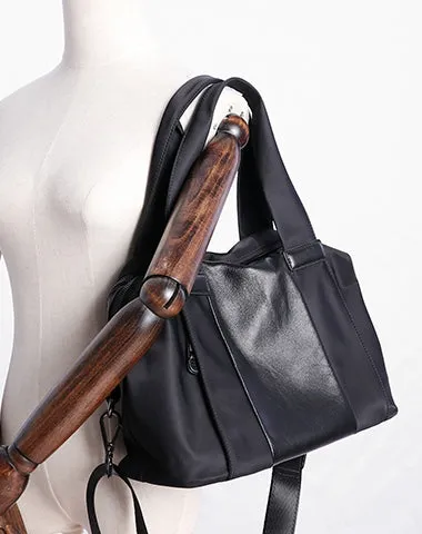 Nylon Crossbody Bag Black Leather Handbag Nylon Shoulder Bag Crossbody Nylon Bag