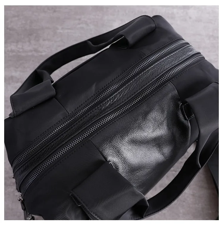 Nylon Crossbody Bag Black Leather Handbag Nylon Shoulder Bag Crossbody Nylon Bag