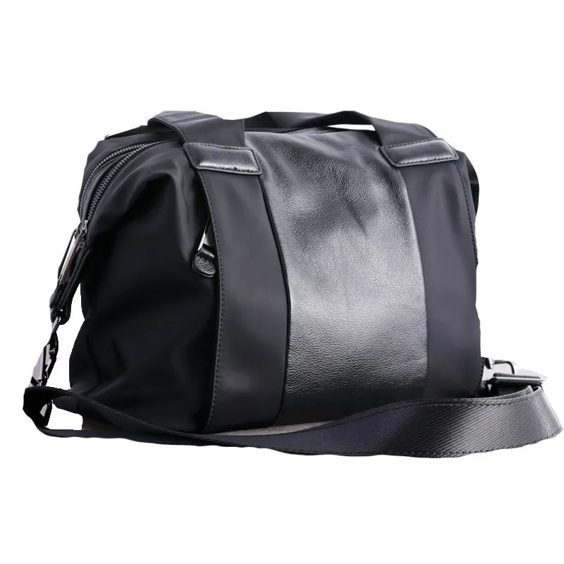 Nylon Crossbody Bag Black Leather Handbag Nylon Shoulder Bag Crossbody Nylon Bag