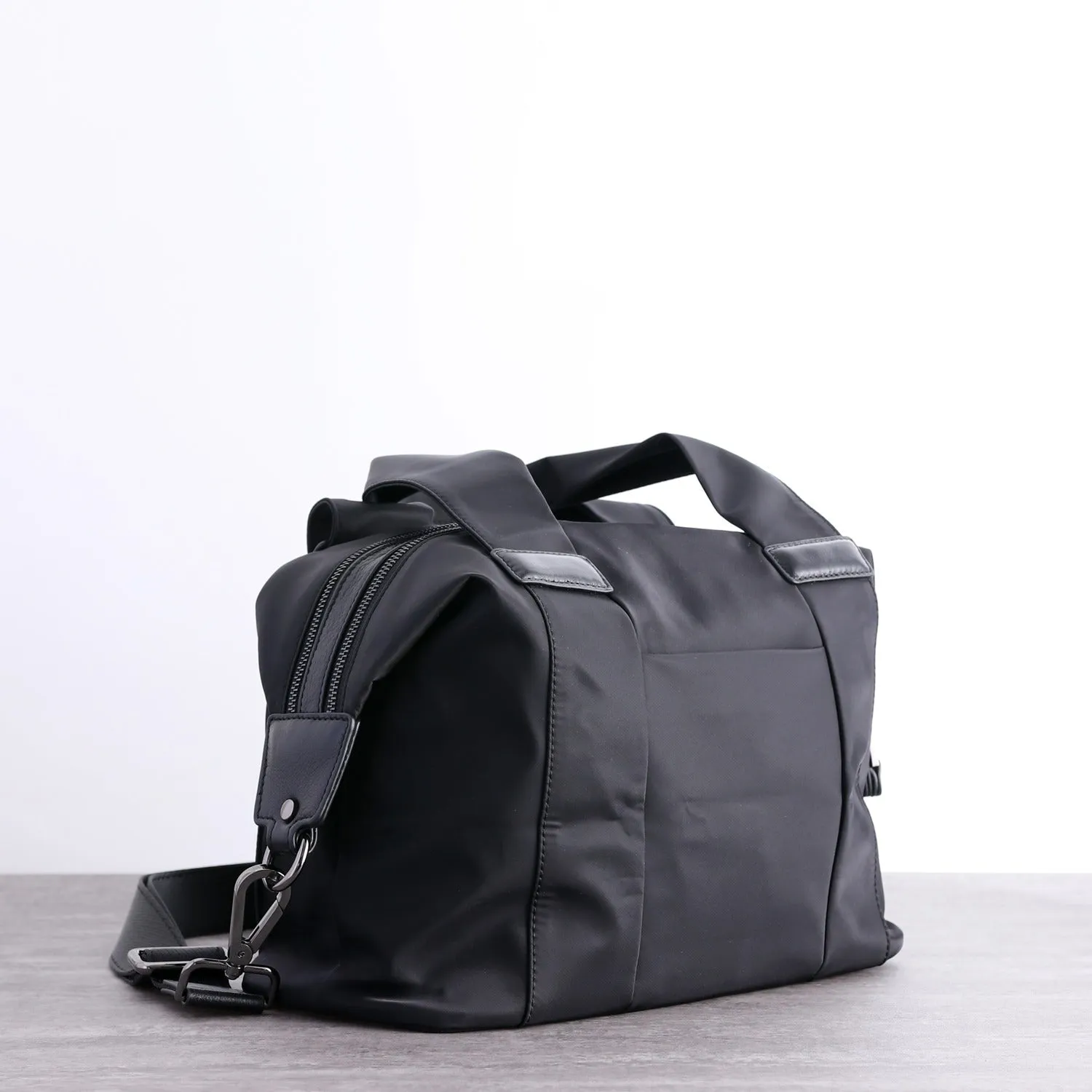 Nylon Crossbody Bag Black Leather Handbag Nylon Shoulder Bag Crossbody Nylon Bag