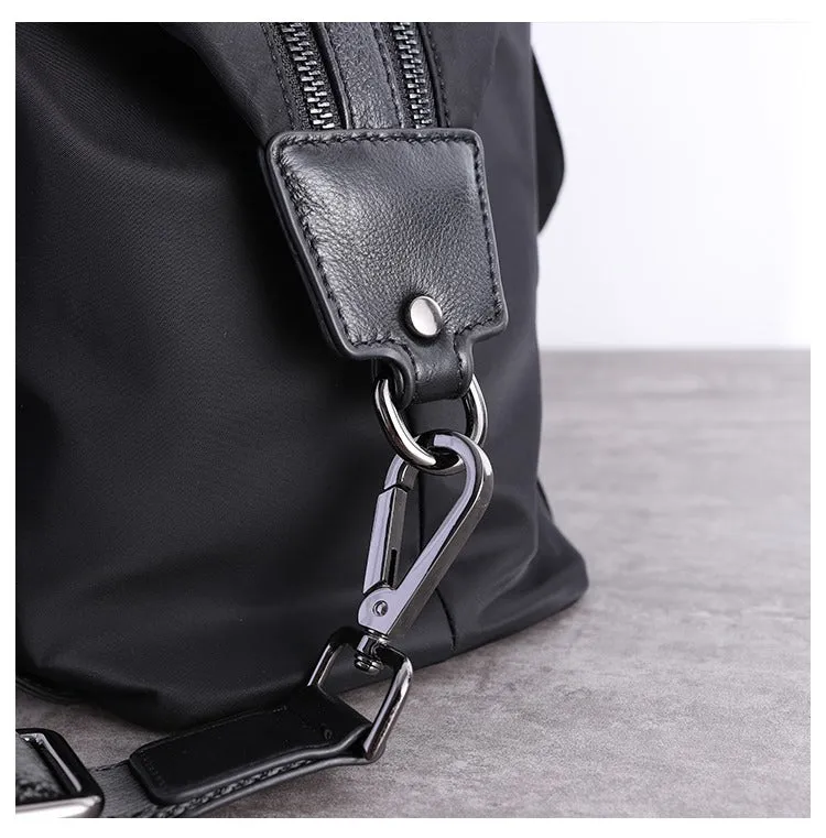 Nylon Crossbody Bag Black Leather Handbag Nylon Shoulder Bag Crossbody Nylon Bag