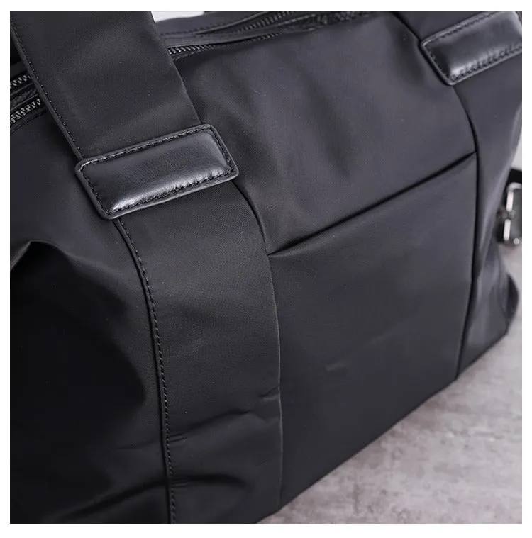 Nylon Crossbody Bag Black Leather Handbag Nylon Shoulder Bag Crossbody Nylon Bag