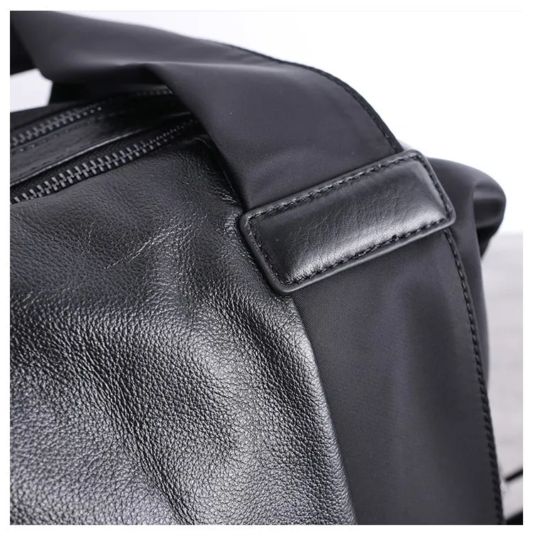 Nylon Crossbody Bag Black Leather Handbag Nylon Shoulder Bag Crossbody Nylon Bag