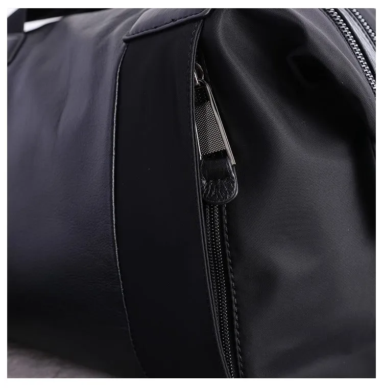 Nylon Crossbody Bag Black Leather Handbag Nylon Shoulder Bag Crossbody Nylon Bag