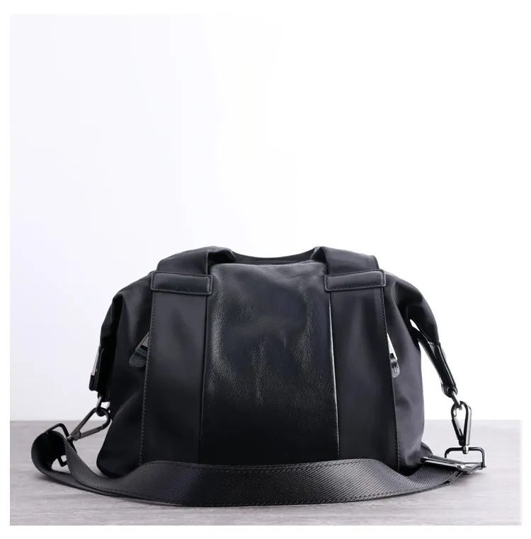 Nylon Crossbody Bag Black Leather Handbag Nylon Shoulder Bag Crossbody Nylon Bag