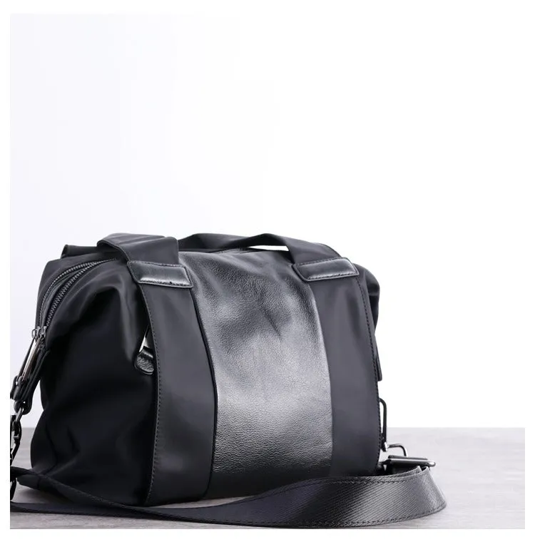Nylon Crossbody Bag Black Leather Handbag Nylon Shoulder Bag Crossbody Nylon Bag