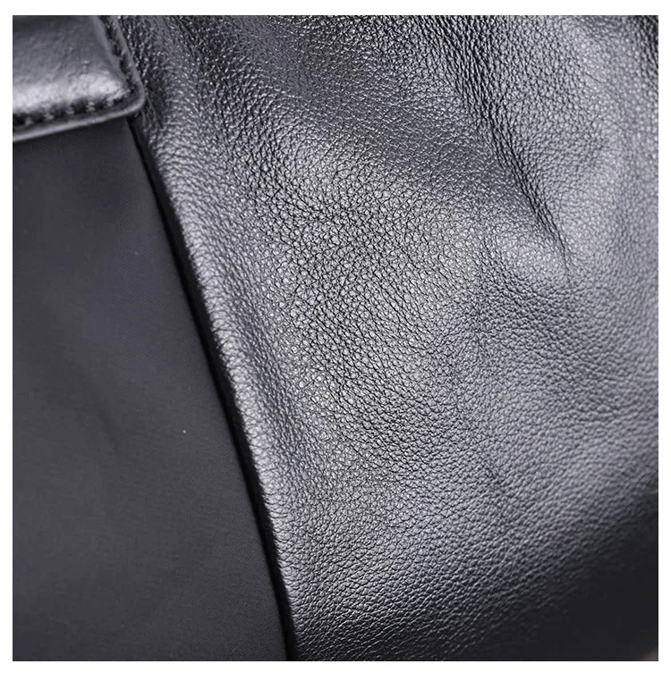 Nylon Crossbody Bag Black Leather Handbag Nylon Shoulder Bag Crossbody Nylon Bag