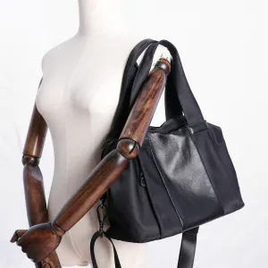 Nylon Crossbody Bag Black Leather Handbag Nylon Shoulder Bag Crossbody Nylon Bag