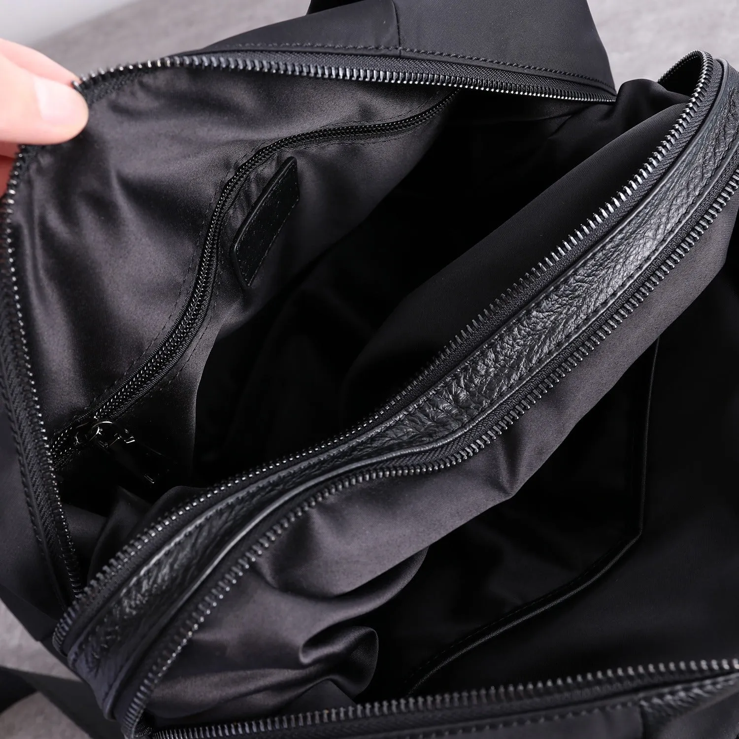 Nylon Crossbody Bag Black Leather Handbag Nylon Shoulder Bag Crossbody Nylon Bag