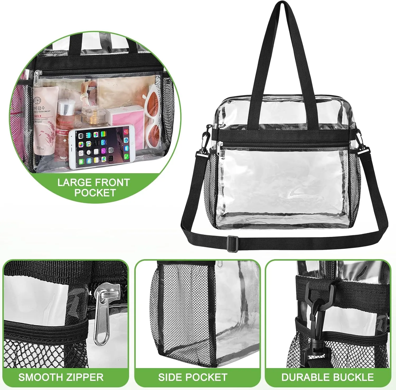 Oraben Clear Tote Bag Clear Bag Stadium Approved 12x6x12 Stadium Bag for Work, Sports Games,Gym
