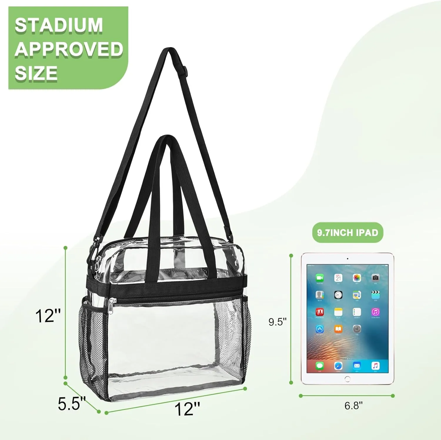 Oraben Clear Tote Bag Clear Bag Stadium Approved 12x6x12 Stadium Bag for Work, Sports Games,Gym