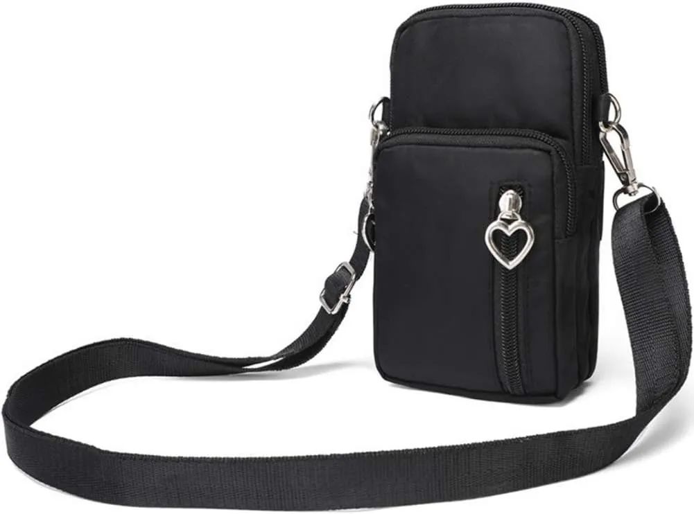 Outdoor Sweat-Proof Running Armbag Cross-Body Shoulder Casual Wallet Purse Crossbody Bag Gym Fitness Cell Phone Key Holder for iPhone 13 12 Pro Max Xs Max/Xr,Galaxy Note 10, P30 Pro,Black