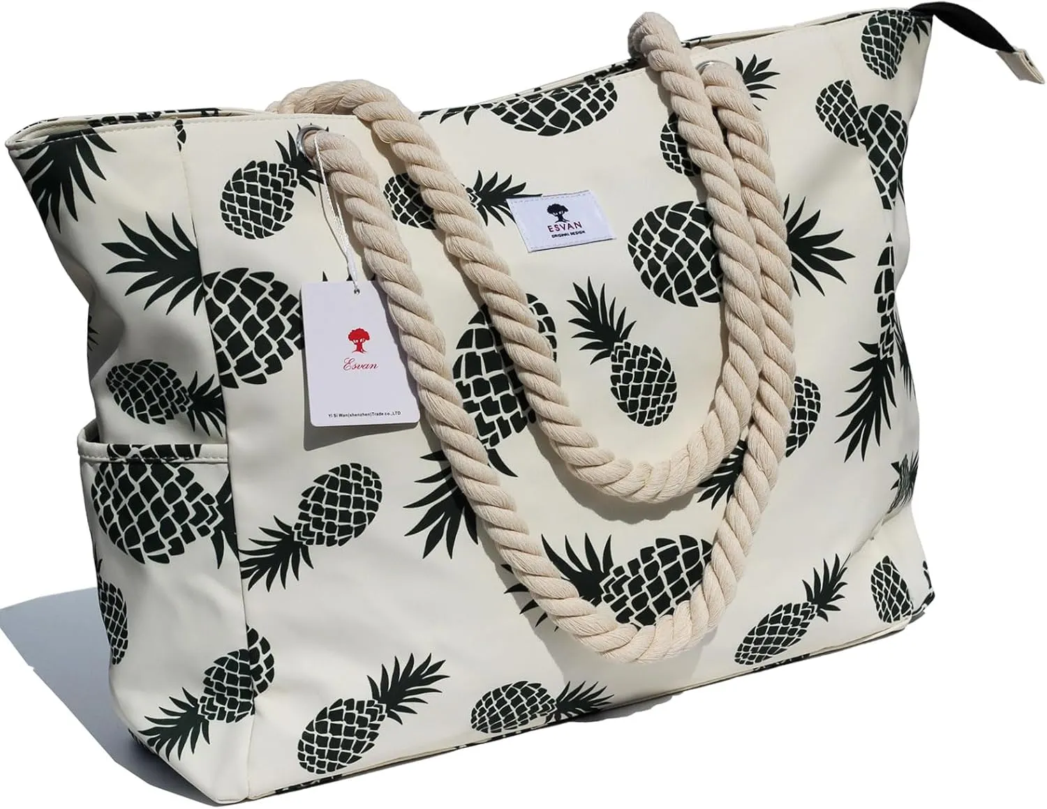 OVERSIZE BEACH BAG Large Tote Bag for Women Waterproof Sandproof with Dry Wet Compartment for Pool Gym Travel