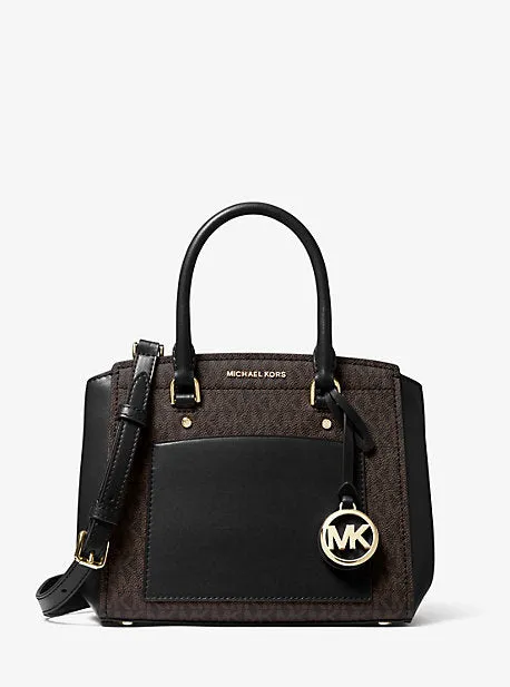 Park Medium Logo and Leather Satchel