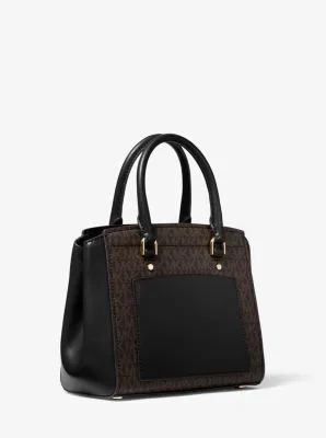 Park Medium Logo and Leather Satchel