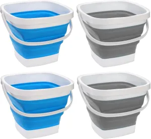 Peohud 4 Pack Collapsible Bucket, 1.3 Gallon/5L Portable Cleaning Bucket, Foldable Washing Tub Fishing Water Pail for Household, Garden, Beach, Camping, Car Washing, Backpacking