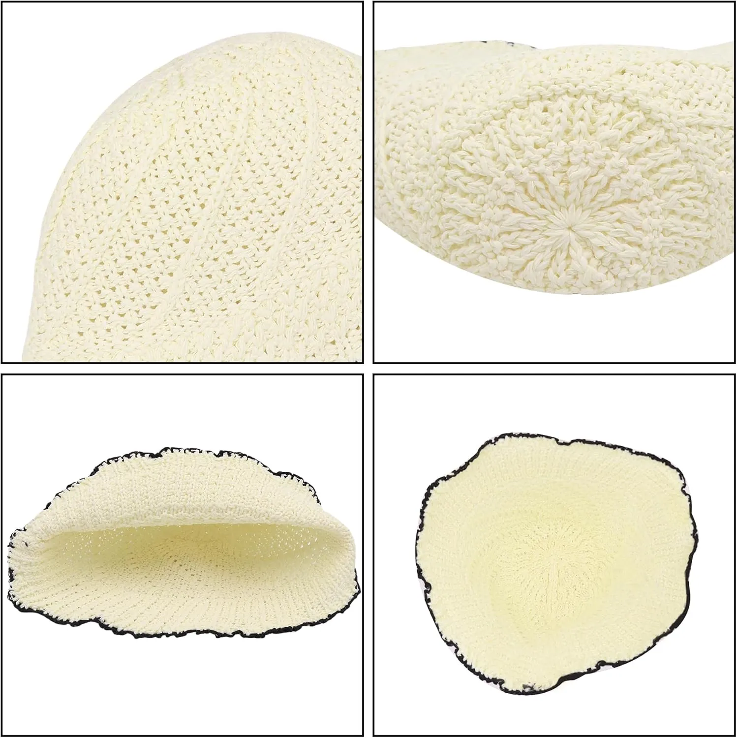 RARITYUS Breathable Crochet Bucket Hats for Women Handmade Knit Sun Hat Fisherman Cap Foldable Floppy Summer Beach Hat