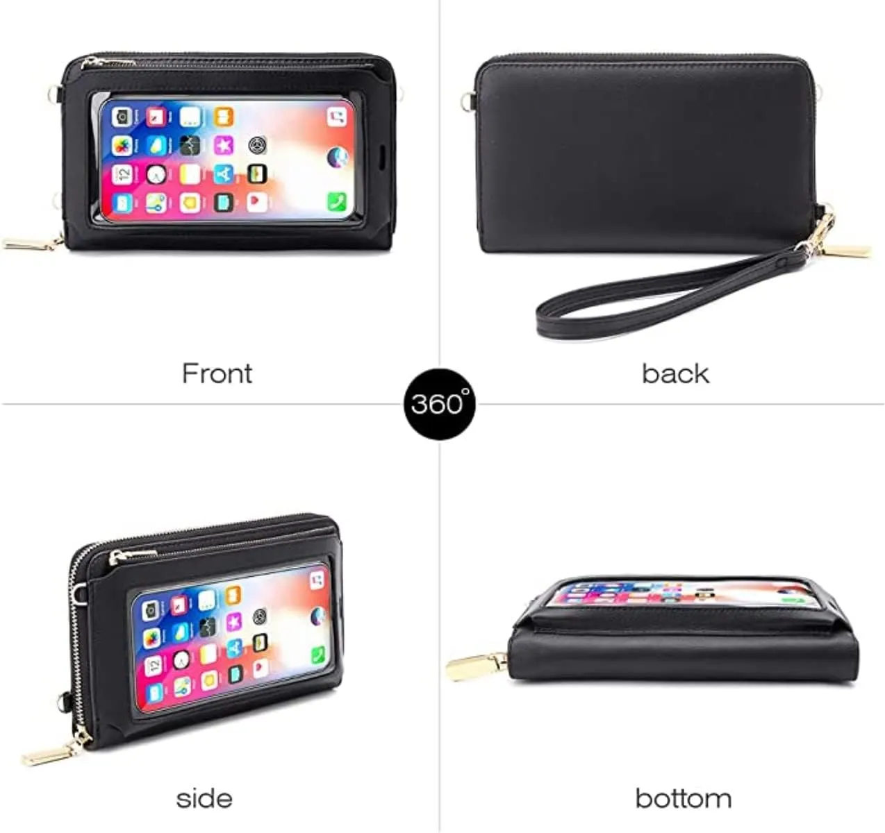 RFID Blocking Touch Screen Phone Bag Small Crossbody Bag Shoulder Handbag Wristlet for Women