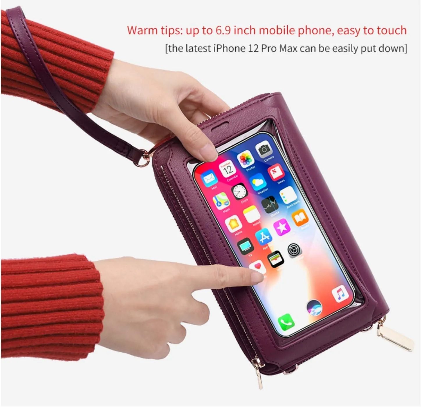 RFID Blocking Touch Screen Phone Bag Small Crossbody Bag Shoulder Handbag Wristlet for Women